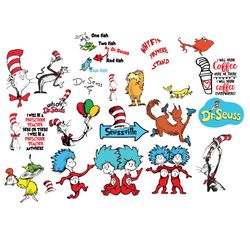 18 dr seuss bundle svg, dr seuss svg, dr seuss hat svg