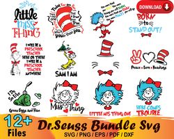 12 dr seuss bundle svg, dr seuss svg, dr seuss hat svg