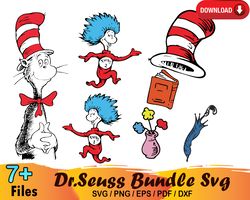 7 dr seuss bundle svg, cat in the hat svg, thing 1 svg