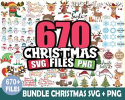 670 files bundle christmas svg png, christmas bundle, reindeer svg