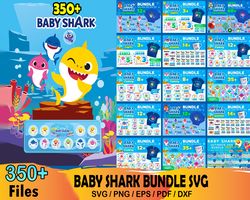 350 baby shark svg bundle, shark family svg, baby shark themed