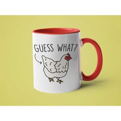 funny coffee mug, joke gift, mugs for men, guess wha chicken butt