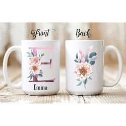 custom letter e mug / personalized initial e coffee cup