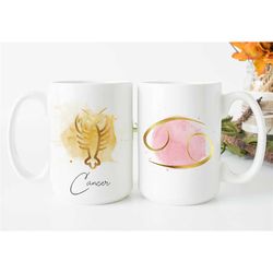 cancer mug - cancer cup - cancer symbol coffee mug - cancer gifts - zodiac mug - zodiac symbol mug - june mug - july bir