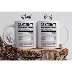 cancer nutrition facts zodiac mug / personalized cancer gift / june july birthday gift