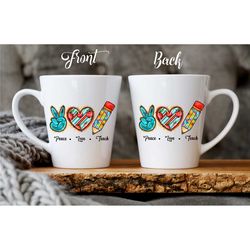 peace love teach personalized mug / teacher appreciation gift