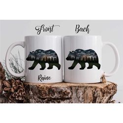 bear scenery mug / alaska bear personalized mug / bear lover mug