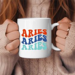 Aries Coffee Mug, Zodiac Birthday Gift for Her, Horoscope Ceramic Mug