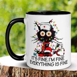 christmas gifts, nurse gift, christmas mug, electrocuted cat, christmas lights, holiday mug, cat coffee mug, everything