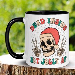 funny christmas mug, christmas gifts, christmas tree mug, christmas skeleton mug, jolly holiday mug, 1091