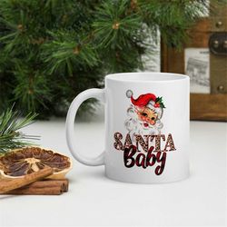 santa baby christmas mug, fun festive gifts, christmas mug handmade, happy christmas mug, christmas home decor, gift for