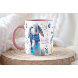 personalised christmas movie mug, secret santa gift for her, rabbit mug gift for her, mum xmas mug, hot chocolate mug xm