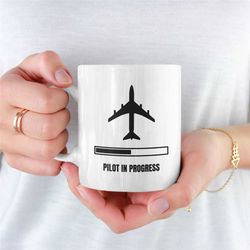 Pilot in Progress Mug, Pilot, Airplane, Plane Mug, Planes, Aeroplane, Pilot Present, Trainee Pilot, Aviation, Jet