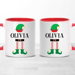 personalized christmas coffee mug, customized name elf mug, xmas coffee mug gift, mug with custom name, christmas hot ch