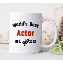 custom 'world's best actor' mug, personalized gift for entertainer, coworker birthday, appreciation, for men & women, em