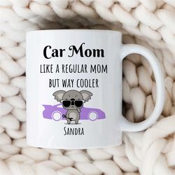 custom 'car mom' mug, personalized gift for gearhead, girl car lover, for her, motorbike & automotive mechanic, women bi