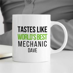 personalized 'world's best mechanic' mug, custom gift for gearhead, car lover dad, for him, motorbike & automotive mecha