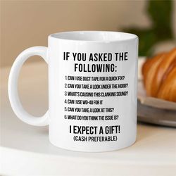 funny mechanic text mug, gift for gearhead, car lover dad, motorbike & automotive mechanic, birthday, for him, anniversa