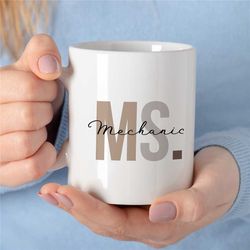 custom mechanics initials mug, personalized gift for gearhead, car lover dad, for him, motorbike & automotive mechanic,