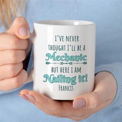 personalized mechanic mug, custom gift for gearhead, car lover dad, for him, motorbike & automotive mechanic, birthday,