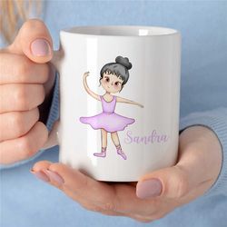 custom ballerina mug, customized mug for ballet girls, personalized mug for her, birthday present for daughter, dancing