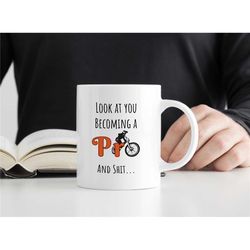 cyclist mug, gift for bikers, gift for cyclists, training mug for him, birthday present, mountain lover cup, rider mug,