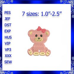 mini bear embroidery design bear machine embroidery design girl bear embroidery instant download newborn design kids emb
