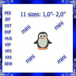 mini penguin embroidery design tiny penguin machine embroidery design happy little penguin embroidery design penguin