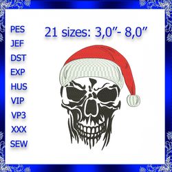 skull head santa hat machine embroidery design santa skull embroidery design skeleton embroidery design skull fill desig