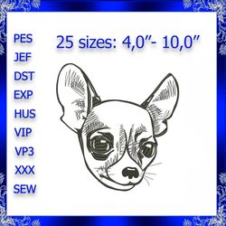 chihuahua machine embroidery design chihuahua dog embroidery design head dog embroidery little dog embroidery pet yorkie