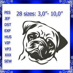 pug dog machine embroidery design pug embroidery dog pug embroidery pet embroidery pet dog embroidery design pets embroi