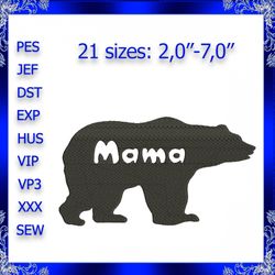 mama bear machine embroidery design bear silhouette embroidery design grizzly embroidery design grizzly mini embroidery