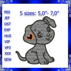 puppy applique embroidery design instant download dog applique puppy girl design embroidery cute puppy applique machine