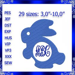 bunny monogram frame embroidery design instant download easter bunny machine embroidery monogram embroidery rabbit