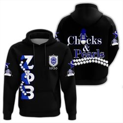 zeta phi beta pearls k.h chucks n pearls pullover, unisex african hoodie for men women