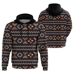 traditional coffee bogolan pullover, unisex african hoodie for men women