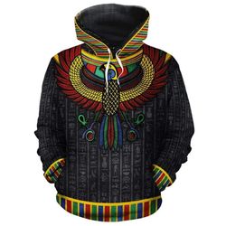 god horus black fleece all-over hoodie, unisex african hoodie for men women