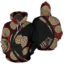 ankara cloth - brown hoodie - circle style, african hoodie for men women