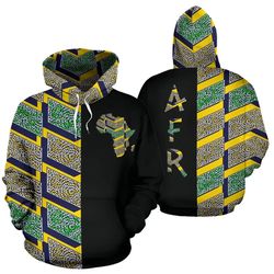 ankara cloth - geometric the half hoodie, african hoodie for men women