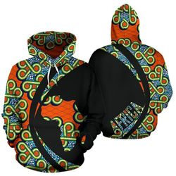 ankara cloth - orange hoodie - circle style, african hoodie for men women
