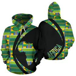 kente cloth - verdurous hoodie - circle style, african hoodie for men women