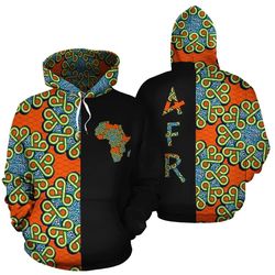 ankara cloth - orange the half hoodie, african hoodie for men women