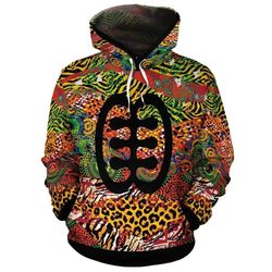african fabric and wild animal skins hoodie, african hoodie for men women