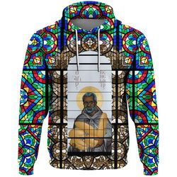 saint benedict of the african on stained glass hoodie, african hoodie for men women