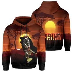 africa landscape lion king shaka zulu hoodie, african hoodie for men women