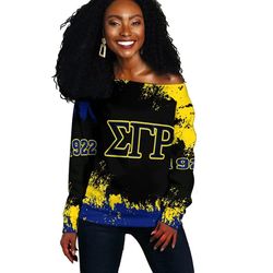 sigma gamma rho women off shoulder sweatshirt face style, african women off shoulder for women