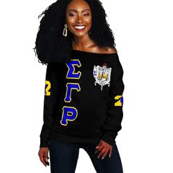 sigma gamma rho letters women off shoulder sweater, african women off shoulder for women