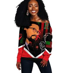 african american flag malcolm x ver2 women off shoulder, african women off shoulder for women