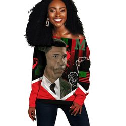 african american flag medgar evers women off shoulder, african women off shoulder for women