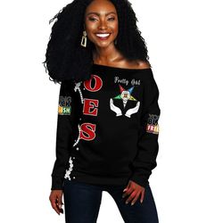 juneteenth order of the eastern star pretty girl off shoulder sweater, african women off shoulder for women